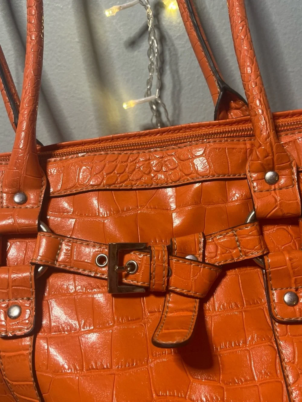 Orange Purse Alligator Handbag
